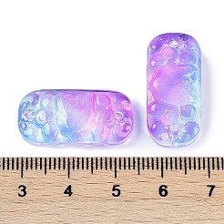 スプレー塗装された透明ガラスコネクタチャーム  カーブ長方形のリンク  紫色のメディア  25x12x6.5mm  穴：1.4mm&nbsp;X1-GLAA-H035-06C