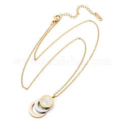 304 Stainless Steel Roman Numeral 3 Ring Pendant Necklaces&nbsp;NJEW-V001-06P-01