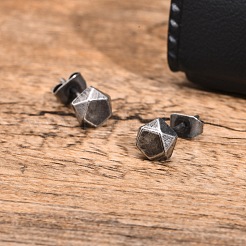 ステンレススチール六角スタッドピアス  アンティークシルバー  6mm&nbsp;PW-WG255A2-01