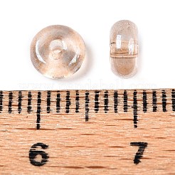 透明な染色ガラスシードビーズ  ドーナツ  砂茶色  6x3mm  穴：1.2mm  約2500個/ポンド&nbsp;SEED-T007-02G