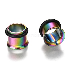 316 外科用ステンレス鋼 ネジ 耳ゲージ フレッシュトンネル プラグ  虹色  1/2インチ（12mm）&nbsp;X-STAS-YWC0001-01D-M