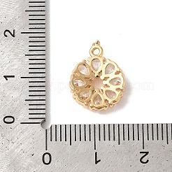 真鍮マイクロパヴェクリアキュービックジルコニアペンダント  ニッケルフリー  ラウンド  18KGP本金メッキ  15x12x3mm  穴：1.2mm&nbsp;KK-M294-26G