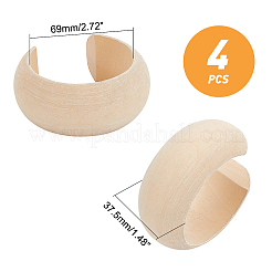4Pcs Wood Wide Band Cuff Bangles Set&nbsp;BJEW-PH0004-12