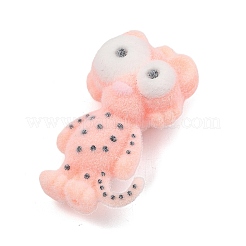 動物モチーフのフロッキングシリコンペンダント  ピンク  ヒョウ  57x31x23mm  穴：2mm&nbsp;SIL-C012-03A