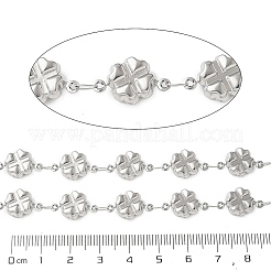 304ステンレススチールフラワーリンクチェーン  ハンダ付け  スプールで  ステンレス鋼色  17x10x5mm  約5m /ロール&nbsp;CHS-Z004-13P
