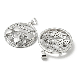 Mother's Day Theme Rack Plating Brass Micro Pave Cubic Zirconia Pendants&nbsp;KK-F869-20P-01