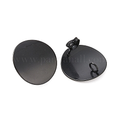 304ステンレススチールスタッドピアス金具  カン付き  カーブ  フラットラウンド  電気泳動黒  20mm  穴：3mm  ピン：0.8mm&nbsp;STAS-Q231-06B