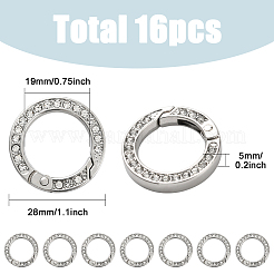 合金ラインストーンスプリングゲートリング16個  リング  プラチナ  28x5mm&nbsp;FIND-SP0004-52B