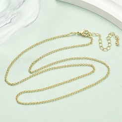 1.5mm真鍮ローロチェーンネックレス  カドミウムフリー＆鉛フリー  長持ちメッキ  ラックめっき  18KGP本金メッキ  17.91インチ（45.5cm）&nbsp;NJEW-P339-06G