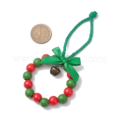 Wood Beads Christmas Wreath Pendant Decoration&nbsp;HJEW-JM03829-02
