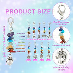 Chakra Gemstone Chip Pendant Decorations&nbsp;HJEW-TAC0028