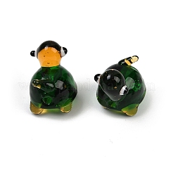 手作りランプワークビーズ  カメ  シーグリーン  13x11x15mm  穴：1.8mm&nbsp;LAMP-B028-05