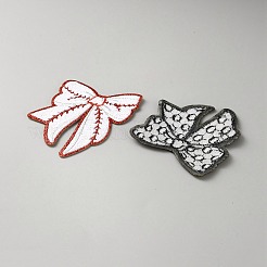 タオル刺繡スタイルの布アイロンをパッチに縫う/縫う  アップリケ  バッジ  洋服用  ドレス  帽子  ジーンズ  DIYの装飾  スポーツのテーマ  蝶結び  83x68x2mm  5色  1pc /カラー  5pc&nbsp;PATC-WH0006-58A