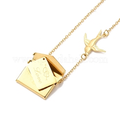 304 Stainless Steel Envelope Locket Necklaces&nbsp;NJEW-H024-04G-02