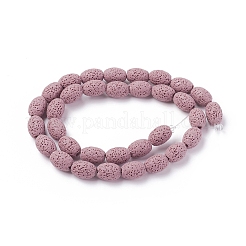 天然溶岩岩ビーズ連売り  染め  ライス  フラミンゴ  12~12.5x8.5~9mm  穴：2mm  約33個/連  15.55インチ（39.5cm）&nbsp;G-F671-03A-08