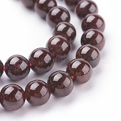 天然石ビーズ連売り  天然ガーネット  グレードAB  ラウンド  暗赤色  6mm  穴：0.8~1mm  約61個/連  15インチ&nbsp;X-G-A038-AB