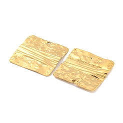 イオンプレーティング（IP）304ステンレスペンダント  テクスチャ  スクエアチャーム  18KGP本金メッキ  28x28x2mm  穴：2mm&nbsp;STAS-P365-13G