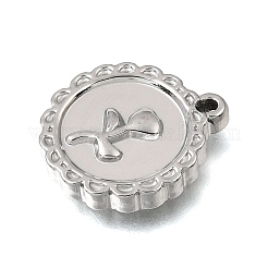 304ステンレスペンダント  フラワーラウンドフラワーチャーム  ステンレス鋼色  18x16x3mm  穴：1.3mm&nbsp;SA-CBAF4B0-04P-03
