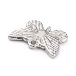 変色しない304ステンレススチールペンダント  蝶  ステンレス鋼色  21.5x16x2mm  穴：2.2mm&nbsp;STAS-O145-28P