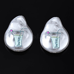 3dプリントABSプラスチックイミテーションパールビーズ  カップ付きティアドロップ  淡いターコイズ  20x15x6mm  穴：1.4mm&nbsp;KY-S163-419