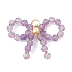 4Pcs 4 Styles Natural Red Agate & Apatite & Amethyst & Moss Agate Faceted Round Beaded Pendants&nbsp;PALLOY-TA00372