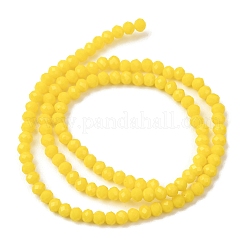 ジェイド風ガラスビーズ連売り  多面カット  ロンデル  きいろ  3.5x2.5~3mm  穴：1mm  約110~115個/連  12.8~13.6インチ&nbsp;GLAA-F001-3x2mm-11
