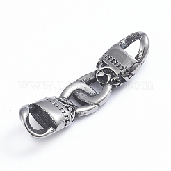 レトロ 304 ステンレススチールリンク  接続リング形状  アンティークシルバー  9x35x5mm  穴：4mm&nbsp;STAS-L243-036AS