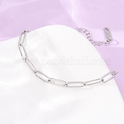 4mm 304ステンレススチール製ペーパークリップチェーンブレスレット  変色なし  ステンレス鋼色  6.30インチ（16cm）&nbsp;SA-CBA4160-22P