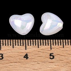 メッキ不透明アクリル模造貝殻ビーズ  ハート  貝殻色  9x10x5.5mm  穴：1.7mm  約2140個/500g&nbsp;OACR-P039-07A
