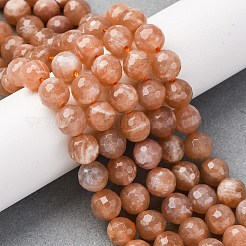 天然石ピーチ色ムーンストーンビーズ連売り  ラウンド  8mm  約46個/連  14.96''（38センチメートル）&nbsp;G-J403-04A-8mm