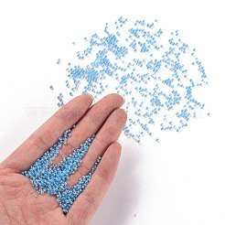 11/0 FGBグレードA透明ガラスシードビーズ  内側の色  光沢メッキ  ラウンド  ディープスカイブルー  2.3x1.5mm  穴：1mm  約5300個/50g&nbsp;X-SEED-N001-F-256