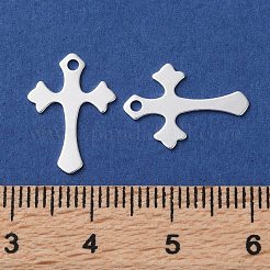 真鍮チャーム  カドミウムフリー＆鉛フリー  クロスチャーム  925銀メッキ  16x11x0.3mm  穴：1.2mm&nbsp;LS-KK-F880-05S-01