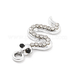 合金ラインストーンペンダント  UVメッキ  ヘビ  プラチナ  23x11x2.5mm  穴：1.6mm&nbsp;FIND-U026-21P