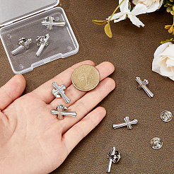 バックパックの服用のクロス合金ラペルピンバック8個  プラチナ  24.5x14.5mm&nbsp;JEWB-DC0001-31P