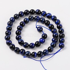 Dyed & Heated Natural Tiger Eye Round Beads Strands&nbsp;G-J240-02-10mm