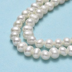 天然養殖淡水パールビーズ連売り  ポテト  ベージュ  4.5~5.2x6~6.5x5~5.5mm  穴：0.7mm  約68~70個/連  13.70~13.78インチ（34.8~35cm）&nbsp;PEAR-F018-16B-01