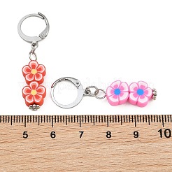 Handmade Polymer Clay Flower Pendant Locking Stitch Markers&nbsp;HJEW-SC0001-45