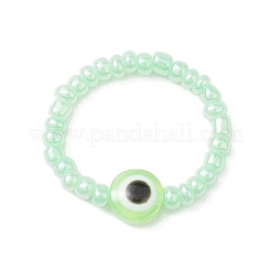 樹脂製のナザールボンジュウの指輪  女性用ガラスシードビーズリング  ミックスカラー  内径：20.5mm  5個/セット&nbsp;RJEW-JR00686