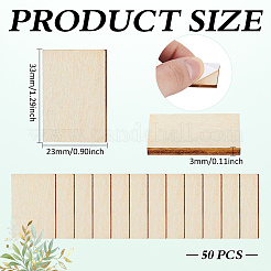 粘着式木製空白ミニブック50冊  長方形  小麦  33x23x3mm&nbsp;DIY-PH0036-06