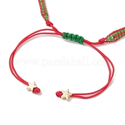 Christmas Tree Brass & MIYUKI Glass Seed Beads Braided Bead Bracelets&nbsp;BJEW-MZ00089