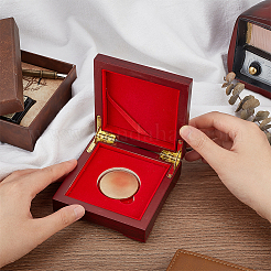 Wood Commemorative Coin Storage Box with Hinged Lid and Metal Latch&nbsp;CON-WH0088-41B