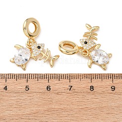 Ocean Brass Pave Clear Cubic Zirconia European Dangle Charms&nbsp;KK-H278-03G-04