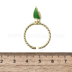 Brass Enamel Open Cuff Rings for Women&nbsp;RJEW-F179-08G-03