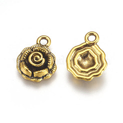 合金のチベット風チャーム  カドミウムフリー＆ニッケルフリー＆鉛フリー  花  アンティーク黄金  17x14x5mm  穴：2mm&nbsp;TIBEP-K984-AG-NR