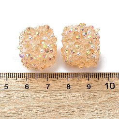 樹脂製ラインストーンビーズ  absプラスチックパール  立方体の形  桃パフ  17.5x17.5x17.5mm  穴：1.6mm&nbsp;OACR-U009-01C