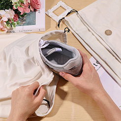 3個 3スタイル フランネルパッキング巾着袋  長方形  ホワイト  40~60x30~51x0.16cm  1個/スタイル&nbsp;ABAG-CO0001-01
