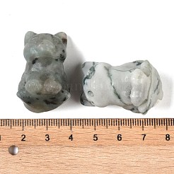 天然混合宝石彫刻猫の置物  自宅オフィスデスクトップ風水装飾  19.5~21.5x23~26x31mm&nbsp;DJEW-M015-04