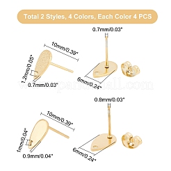 32個 8スタイル 304ステンレススチールスタッドピアス金具  テクスチャ  ティアドロップ  ミックスカラー  10x6x0.7~0.9mm  穴：1~1.2mm  ピン：0.7~0.8mm  4個/スタイル&nbsp;STAS-DC0001-42