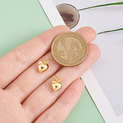 スターリングシルバーペンダント2個925個  丸カン付きハートチャーム  ゴールドカラー  10x8x5mm  穴：3mm&nbsp;STER-PH0002-10