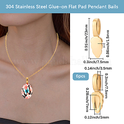 6Pcs 304 Stainless Steel Glue-on Flat Pad Pendant Bails&nbsp;STAS-BBC0010-76